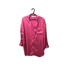 VTG Victoria’s Secret Gold Label Satin Sleep Shirt Fuchsia Pajama Top Barbiecore